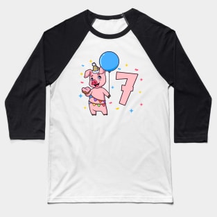 I am 7 with pig - kids birthday 7 years old Baseball T-Shirt